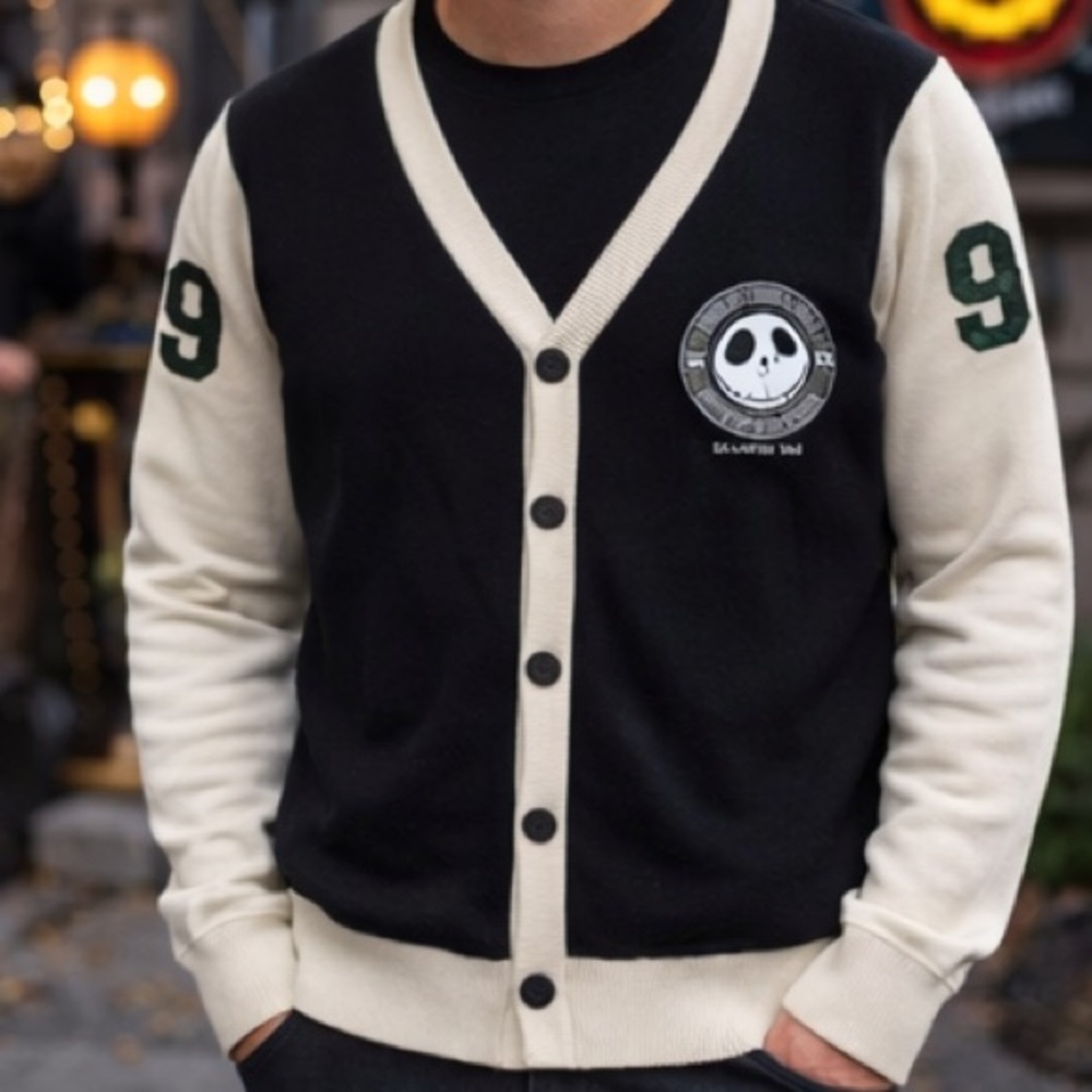 Jack Skellington‎ Cardigan Nightmare Before Christmas Varsity Sweater Medium